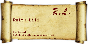 Reith Lili névjegykártya